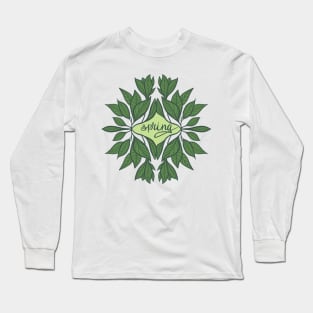 Spring Typography Green Leaves Aesthetic Long Sleeve T-Shirt